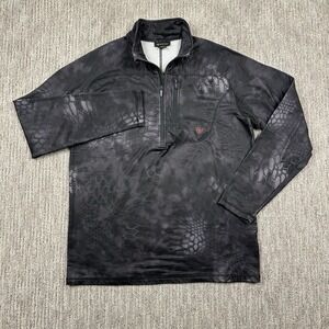 Ariat Quarter-Zip Pullover Mens‎ Large Black Camo Workwear Utility